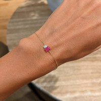 0.47 Ct.Tw. Ruby Natural Diamond Accent Stones Bracelet, 14K Yellow Gold Life Style