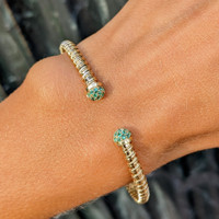 0.22 Ct.Tw. Emerald Bangle Bracelet, 14K Yellow Gold Image