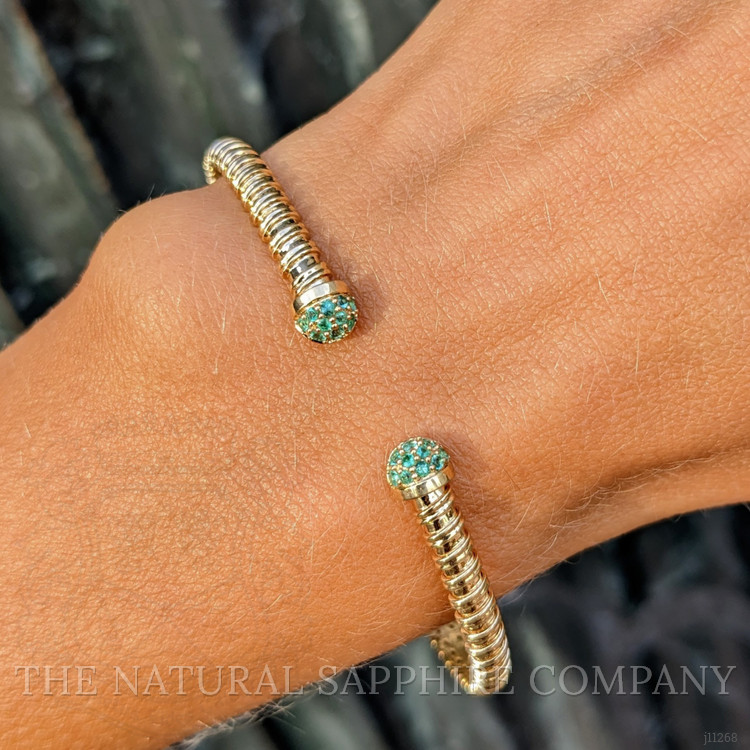 0.22 Ct.Tw. Emerald Bangle Bracelet, 14K Yellow Gold