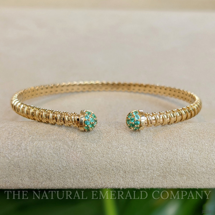 0.22 Ct.Tw. Emerald Bangle Bracelet, 14K Yellow Gold