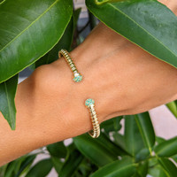 0.22 Ct.Tw. Emerald Bangle Bracelet, 14K Yellow Gold Life Style