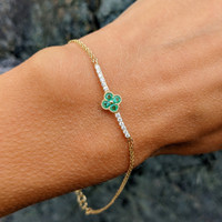 0.16 Ct.Tw. Emerald Natural Diamond Pave Bracelet, 14K Yellow Gold Image