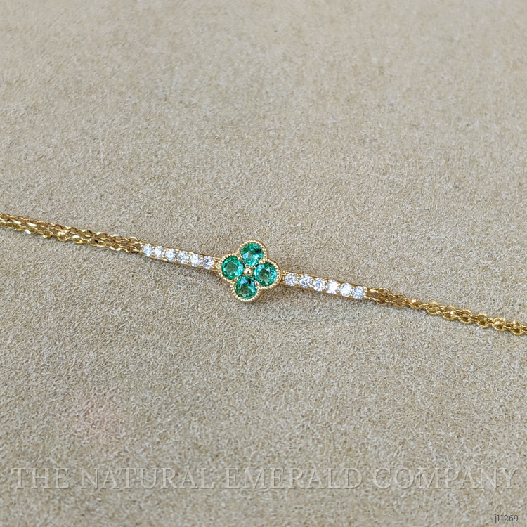 0.16 Ct.Tw. Emerald Natural Diamond Pave Bracelet, 14K Yellow Gold
