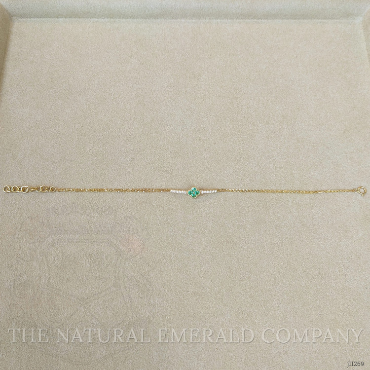 0.16 Ct.Tw. Emerald Natural Diamond Pave Bracelet, 14K Yellow Gold