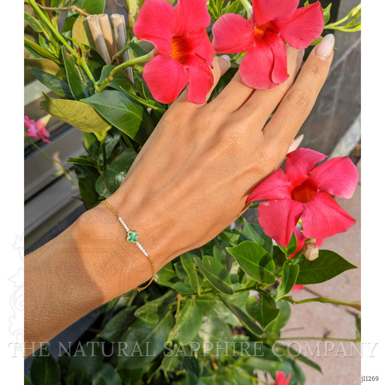 0.16 Ct.Tw. Emerald Natural Diamond Pave Bracelet, 14K Yellow Gold