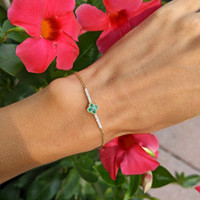 0.16 Ct.Tw. Emerald Natural Diamond Pave Bracelet, 14K Yellow Gold Life Style