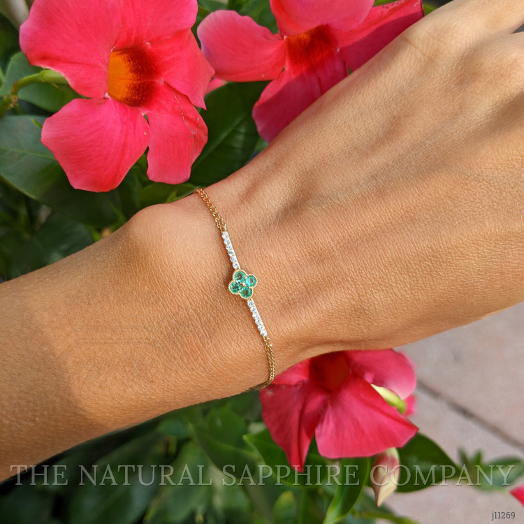0.16 Ct.Tw. Emerald Natural Diamond Pave Bracelet, 14K Yellow Gold