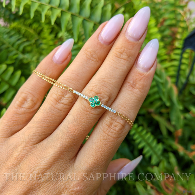 0.16 Ct.Tw. Emerald Natural Diamond Pave Bracelet, 14K Yellow Gold