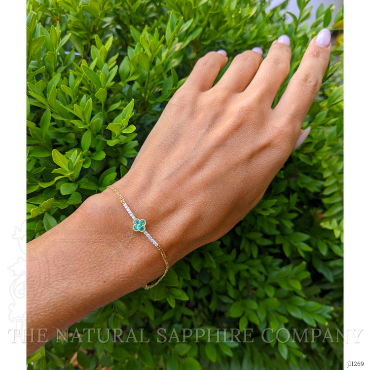 0.16 Ct.Tw. Emerald Natural Diamond Pave Bracelet, 14K Yellow Gold