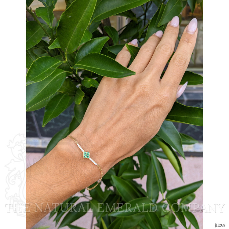 0.16 Ct.Tw. Emerald Natural Diamond Pave Bracelet, 14K Yellow Gold