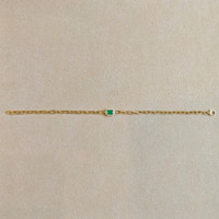 0.47 Ct.Tw. Emerald Natural Diamond Halo Bracelet, 14K Yellow Gold Image