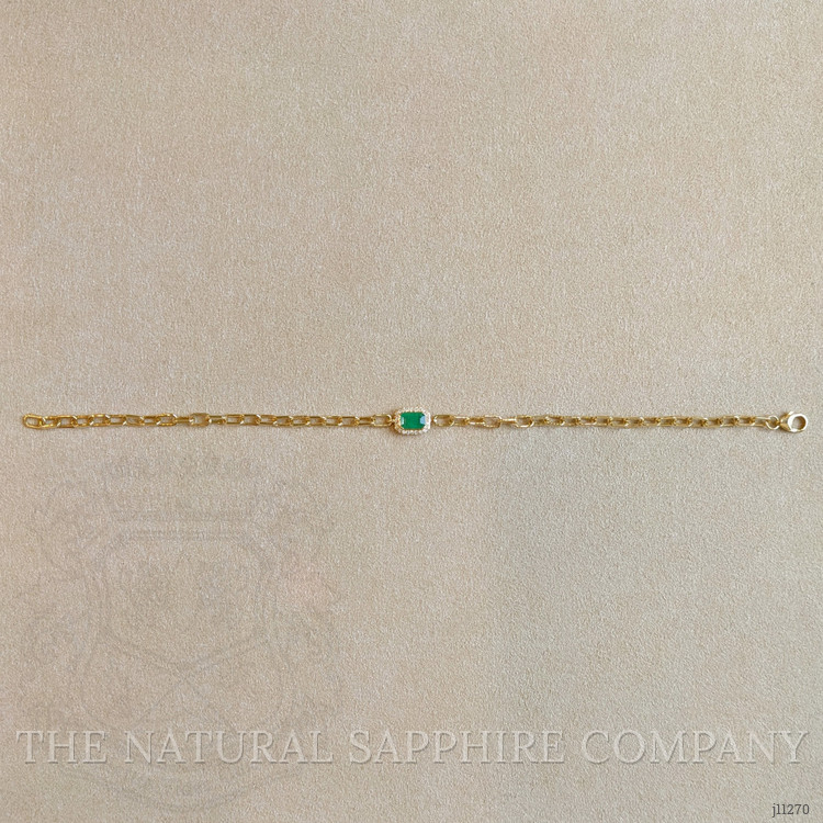 0.47 Ct.Tw. Emerald Natural Diamond Halo Bracelet, 14K Yellow Gold