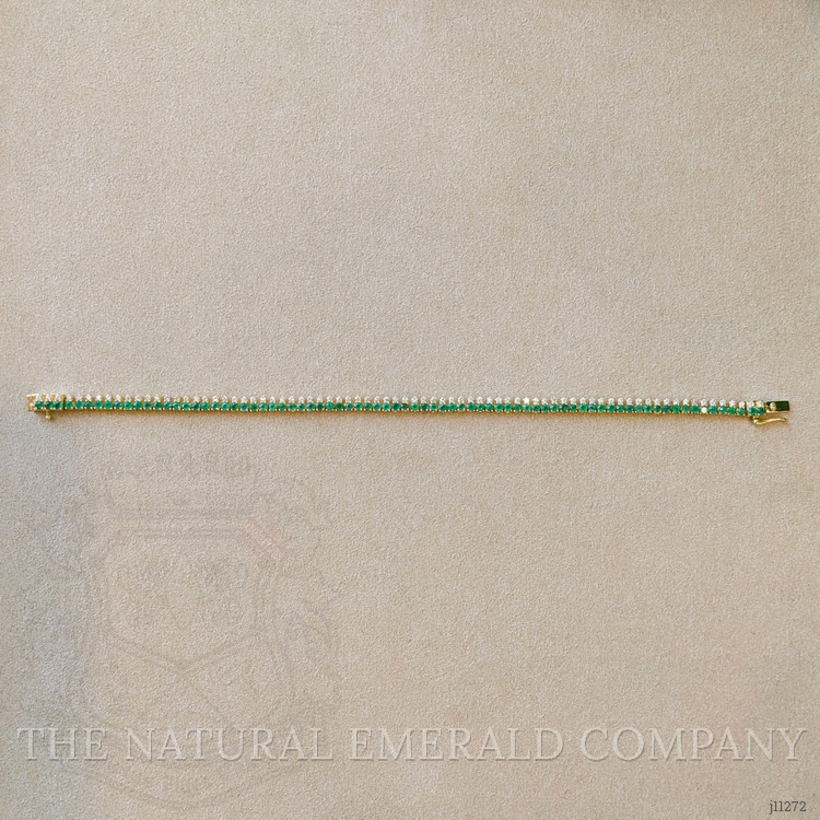 2.55 Ct.Tw. Emerald Natural Diamond Tennis/Line Bracelet, 14K Yellow Gold