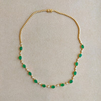 9.35 Ct. Emerald Natural Diamond Accent Stones Necklace, 14K Yellow Gold Image
