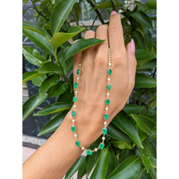 9.35 Ct. Emerald Natural Diamond Accent Stones Necklace, 14K Yellow Gold Life Style