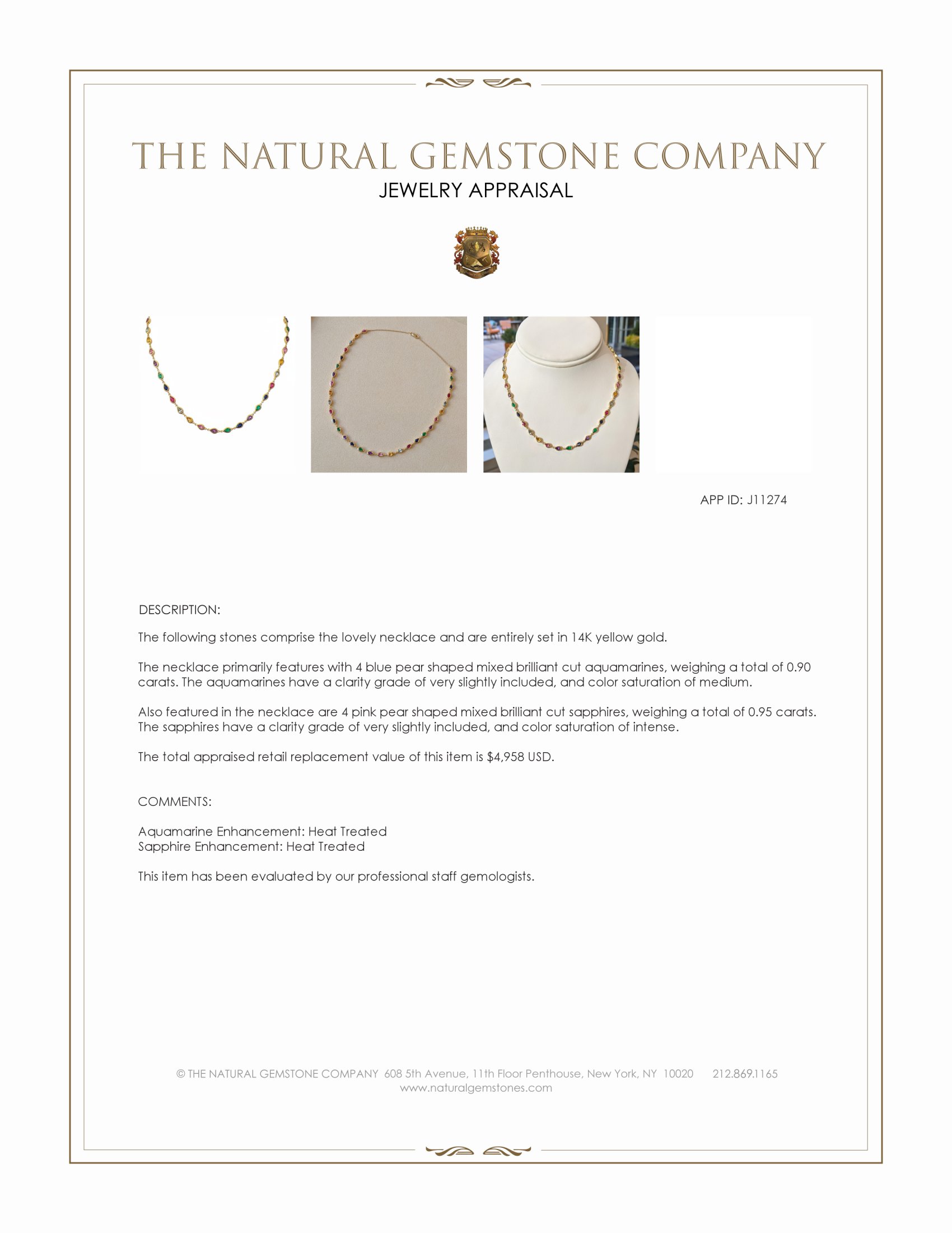 1.70 Ct. Mixed Sapphire, Purple Amethyst, Emerald, Ruby, Blue Aquamarine and Orangish Yellow Citrine Bezel Necklace, 14K Yellow Gold