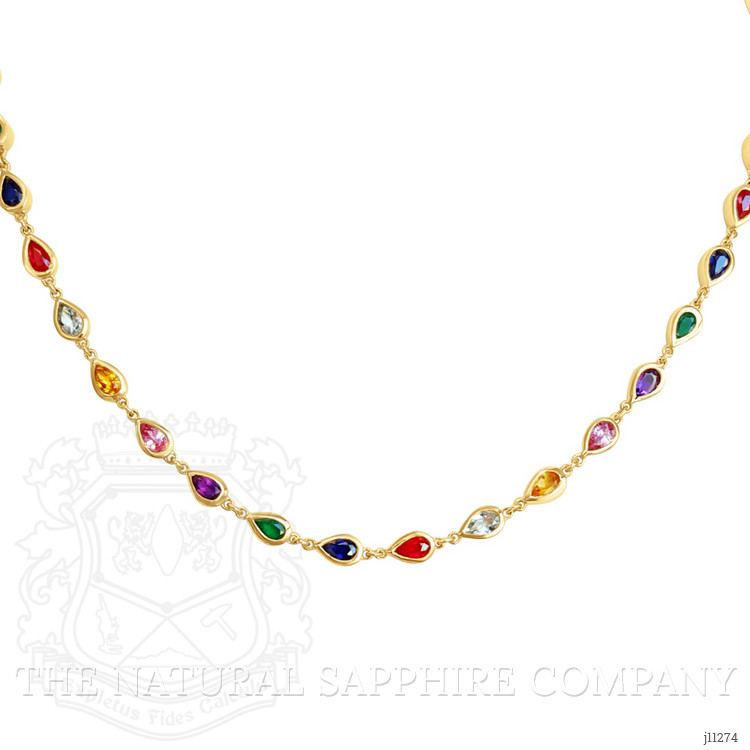 0.95 Ct. Sapphire Sapphire Bezel Necklace, 14K Yellow Gold