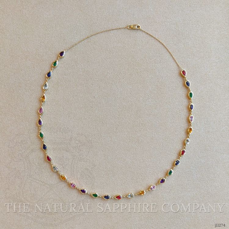 0.95 Ct. Sapphire Sapphire Bezel Necklace, 14K Yellow Gold