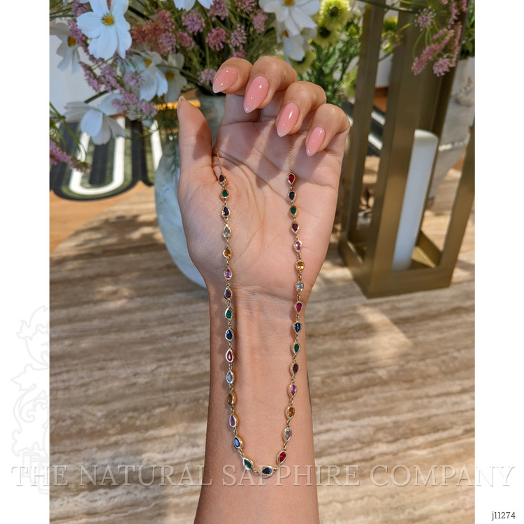 0.95 Ct. Sapphire Sapphire Bezel Necklace, 14K Yellow Gold