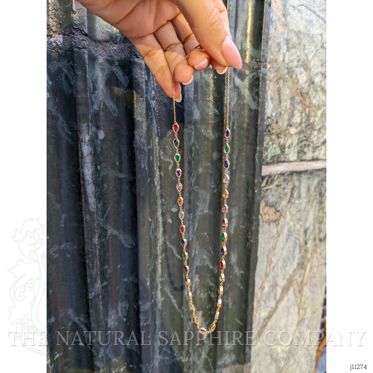 0.95 Ct. Sapphire Sapphire Bezel Necklace, 14K Yellow Gold