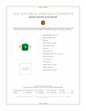 4.77 Ct. Emerald Natural Diamond Three Stone Ring, Platinum 950 Scan Report