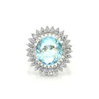 12.55 Ct. Paraiba Tourmaline Natural Diamond Pave Ring, 18K White Gold Video
