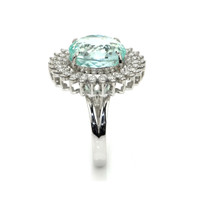12.55 Ct. Paraiba Tourmaline Natural Diamond Pave Ring, 18K White Gold Image