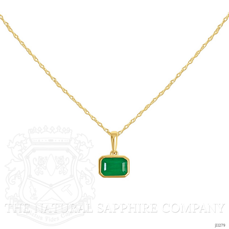 0.65 Ct. Emerald Bezel Pendant, 14K Yellow Gold