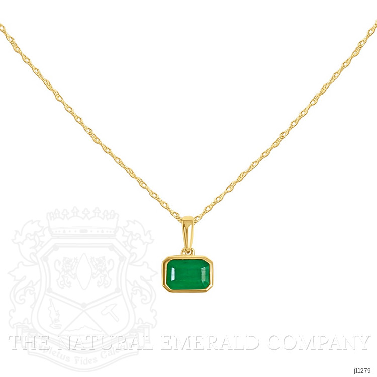 0.65 Ct. Emerald Bezel Pendant, 14K Yellow Gold