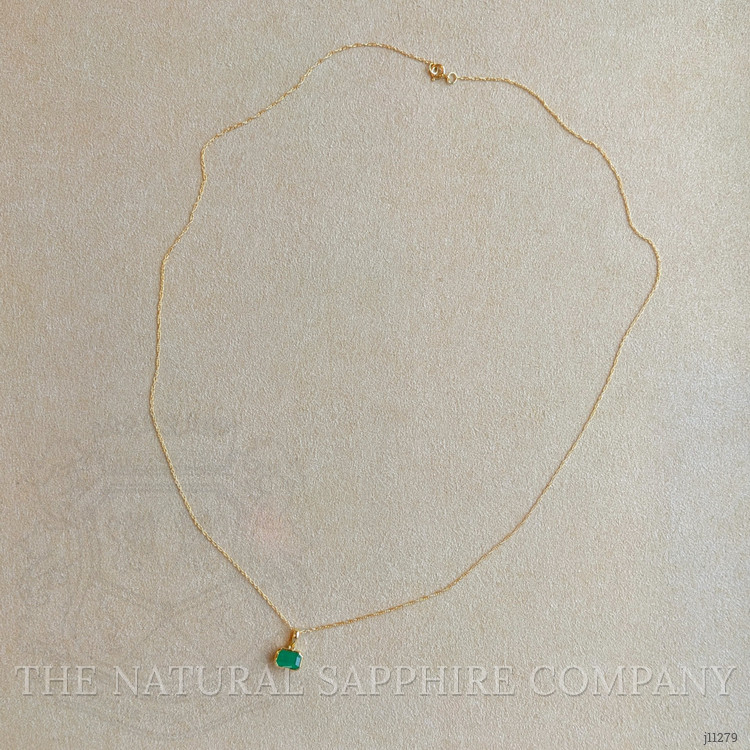 0.65 Ct. Emerald Bezel Pendant, 14K Yellow Gold