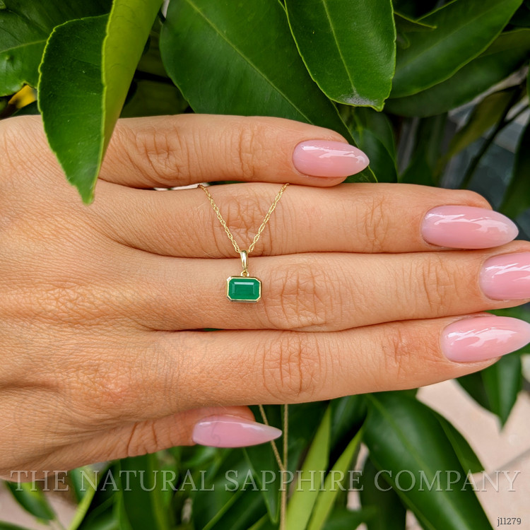 0.65 Ct. Emerald Bezel Pendant, 14K Yellow Gold