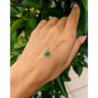 0.65 Ct. Emerald Bezel Pendant, 14K Yellow Gold Life Style