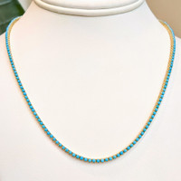 6.71 Ct. Turquoise Accent Stones Necklace, 14K Yellow Gold Image