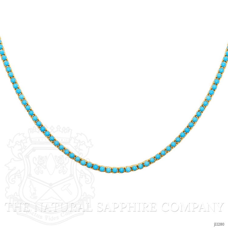 6.71 Ct. Turquoise Accent Stones Necklace, 14K Yellow Gold