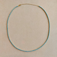 6.71 Ct. Turquoise Accent Stones Necklace, 14K Yellow Gold Image