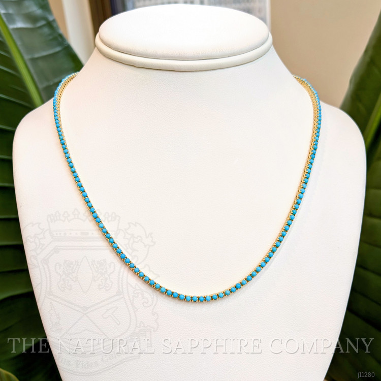 6.71 Ct. Turquoise Accent Stones Necklace, 14K Yellow Gold