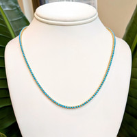 6.71 Ct. Turquoise Accent Stones Necklace, 14K Yellow Gold Image