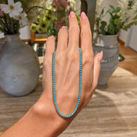 6.71 Ct. Turquoise Accent Stones Necklace, 14K Yellow Gold Life Style