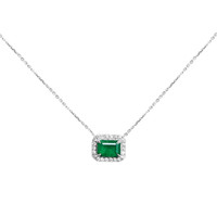 0.92 Ct. Emerald 14K White Gold necklace
