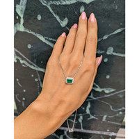 0.92 Ct. Emerald Natural Diamond Halo Necklace, 14K White Gold Life Style
