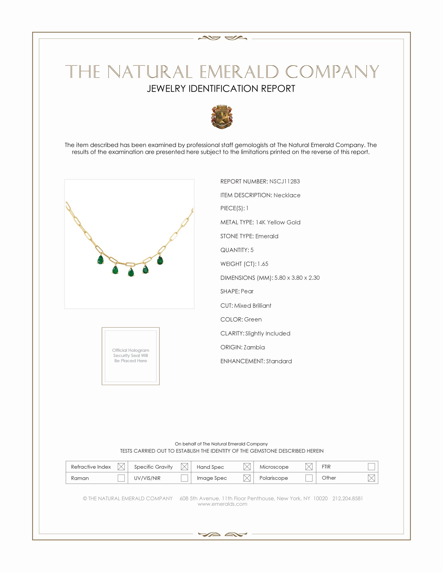 1.65 Ct. Emerald Accent Stones Necklace, 14K Yellow Gold