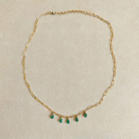 1.65 Ct. Emerald Accent Stones Necklace, 14K Yellow Gold Image