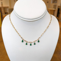 1.65 Ct. Emerald Accent Stones Necklace, 14K Yellow Gold Image