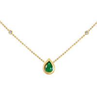 0.55 Ct. Emerald Natural Diamond Bezel Necklace, 14K Yellow Gold Image