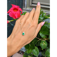 0.55 Ct. Emerald Natural Diamond Bezel Necklace, 14K Yellow Gold Life Style