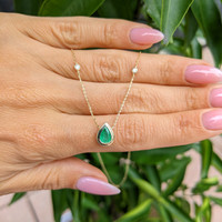 0.55 Ct. Emerald Natural Diamond Bezel Necklace, 14K Yellow Gold Life Style