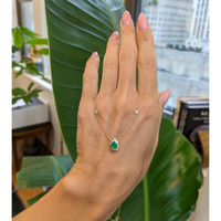 0.55 Ct. Emerald Natural Diamond Bezel Necklace, 14K Yellow Gold Life Style