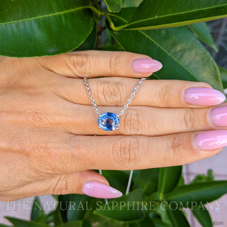 5.07 Ct. Bi Color Sapphire Solitaire Necklace, Platinum 950