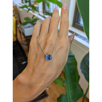 5.07 Ct. Bi Color Sapphire Solitaire Necklace, Platinum 950 Life Style