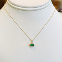 0.34 Ct. Emerald Pave Pendant, 14K Yellow Gold Image